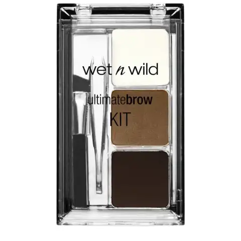 Wet N Wild Ultimate Brow Kit in Ash Brown, closed black compact with brand logo.