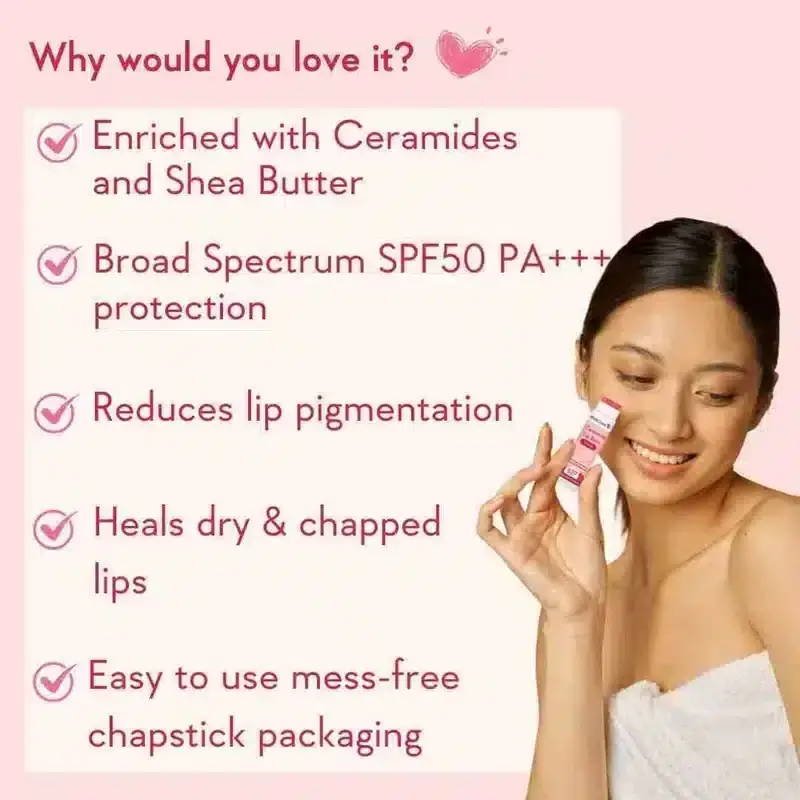 WishCare Ceramide Tinted Lip Balm stick fully extended, natural pink shade, next to a capped tube. - thumbnail