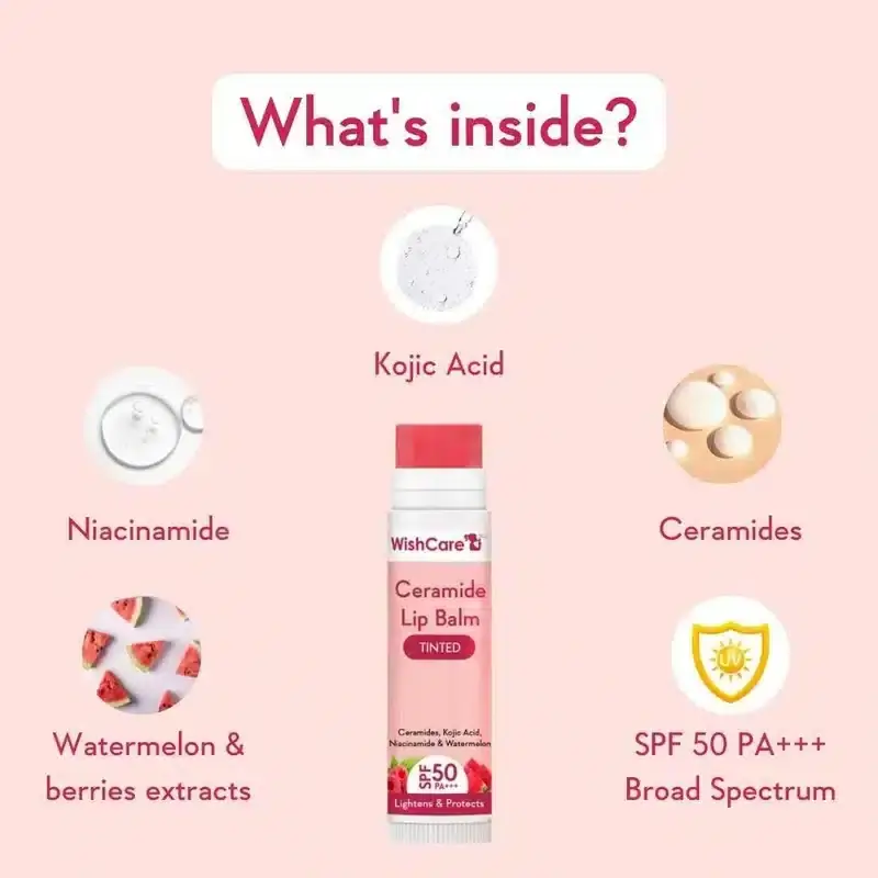 Hand applying WishCare Ceramide Tinted Lip Balm to lips, showing subtle natural tint and moisture. - thumbnail