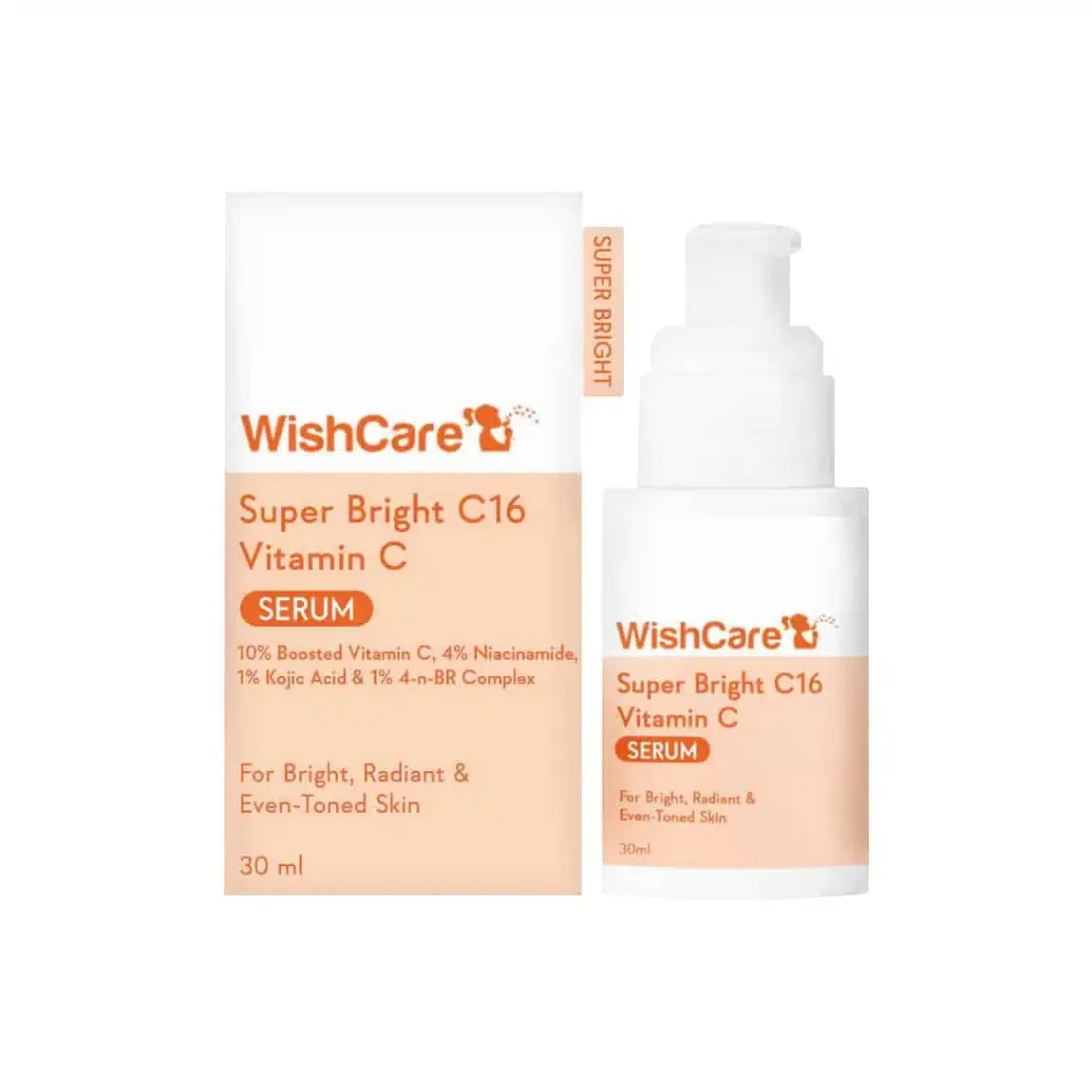 WishCare Super Bright C16 Vitamin C Serum 30ml bottle with dropper alongside its white box. - thumbnail