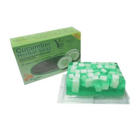 Yc Products YC Cucumber Herbal Soap, twin pack in green box with cucumber slices.