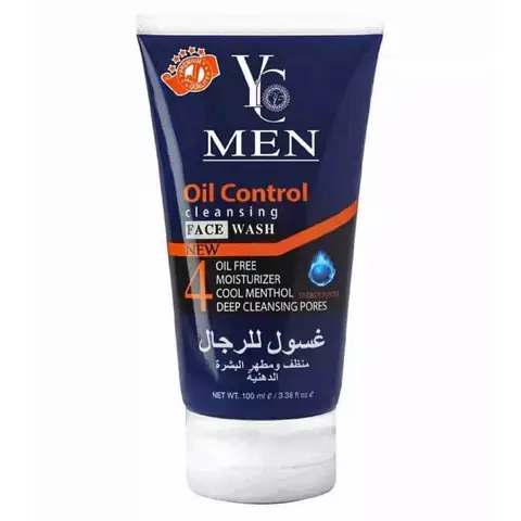 Yc Products Oil Control for Man Face Wash 100ml tube, white and blue packaging.